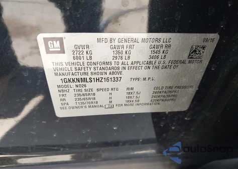 2017 GMC Acadia Slt-1 from USA, damaged, VIN 1GKKNMLS1HZ161337